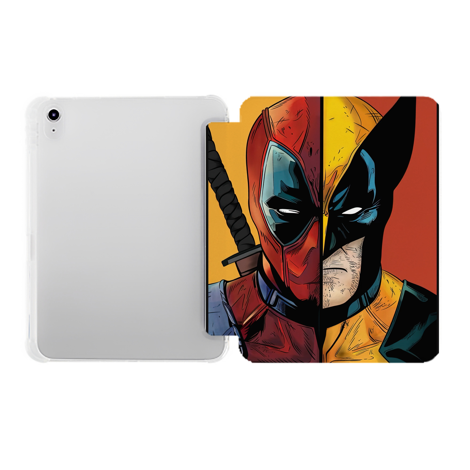 （画像用） Deadpool デッドプール IPad ケース ペン収納付き 三つ折りスタンド PUレザー×シリコン 対応機種9.5/10.5/10.9インチ